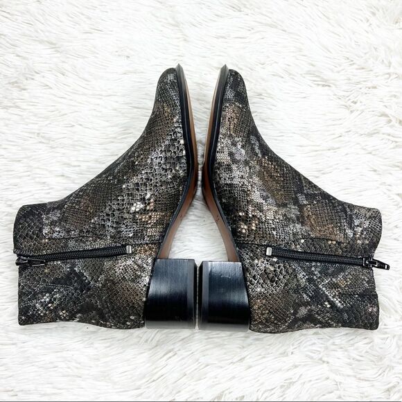 Vionic Kamryn Pewter Boa Brown Snakeskin Ankle Boots Booties Size 6 - Picture 4 of 7